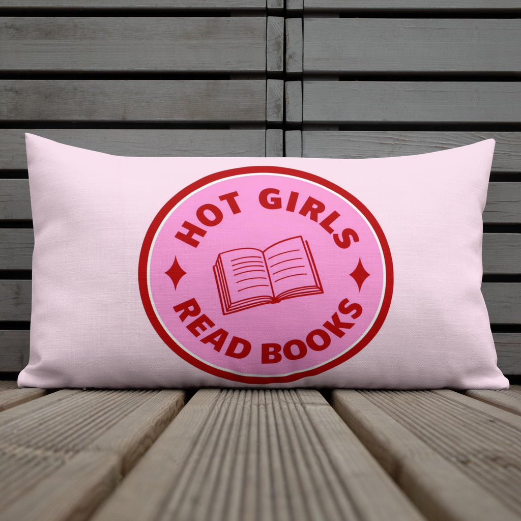 Hot Girls Read Books Pillow, Pink Graphic Cushion
