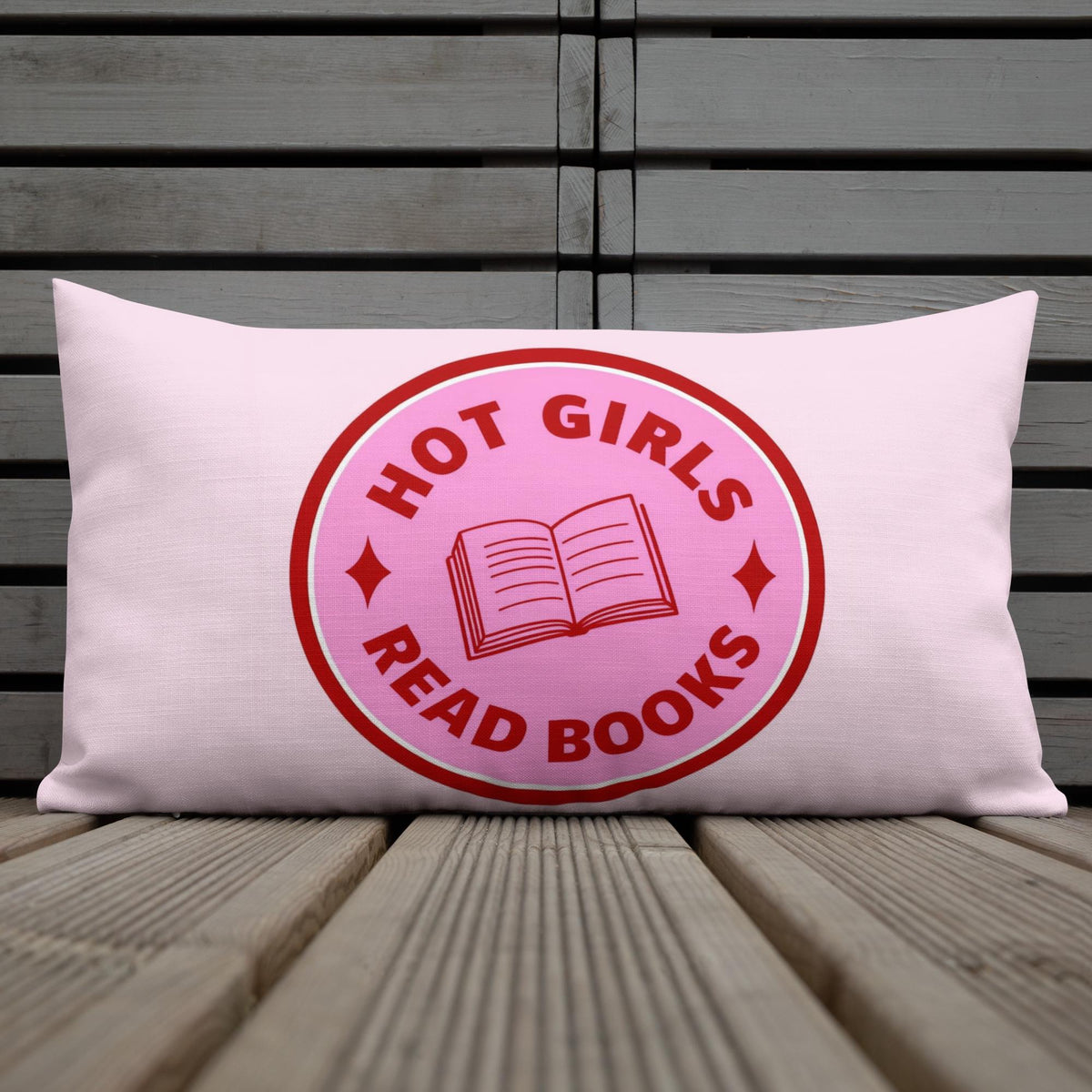 Hot Girls Read Books Pillow, Pink Graphic Cushion