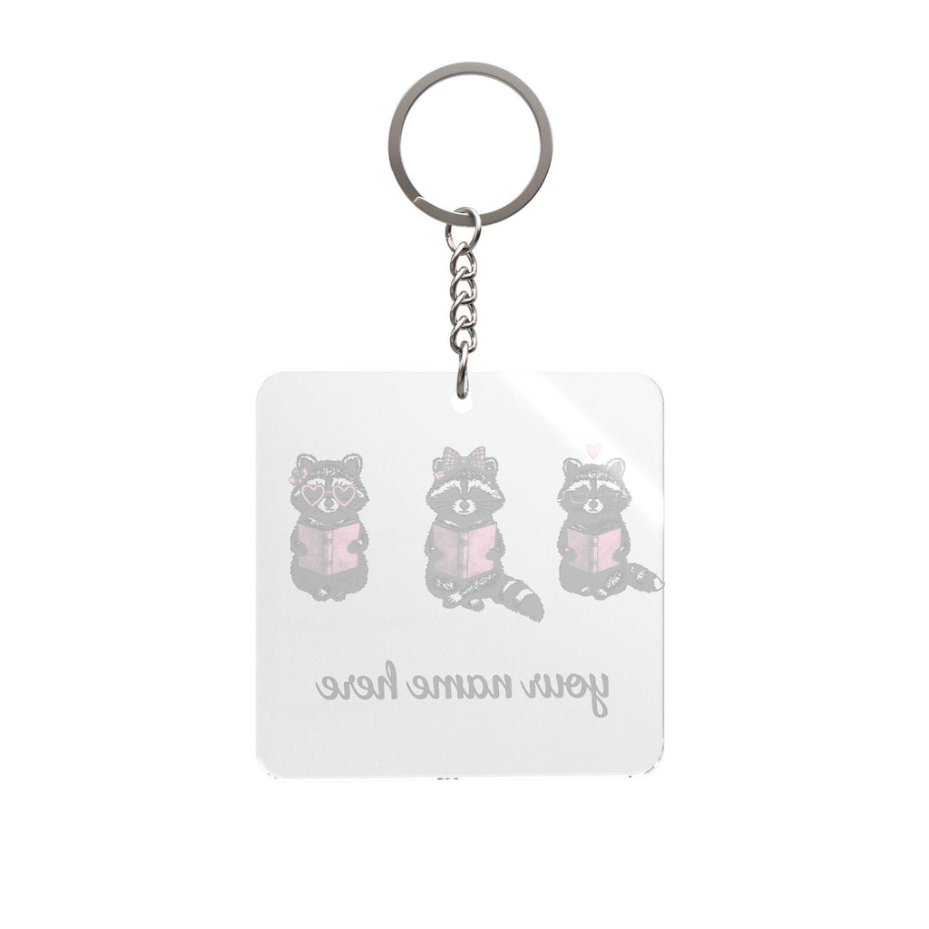 Reading Raccoons Acrylic Keychain | Bookish Reader Accessory