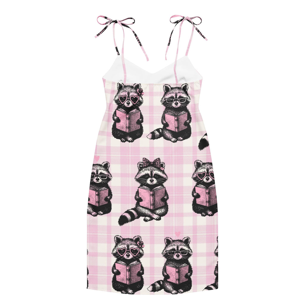 Reading Raccoons Tie-strap Midi Sleep Dress