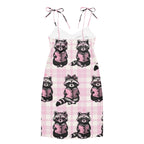 Reading Raccoons Tie-strap Midi Sleep Dress