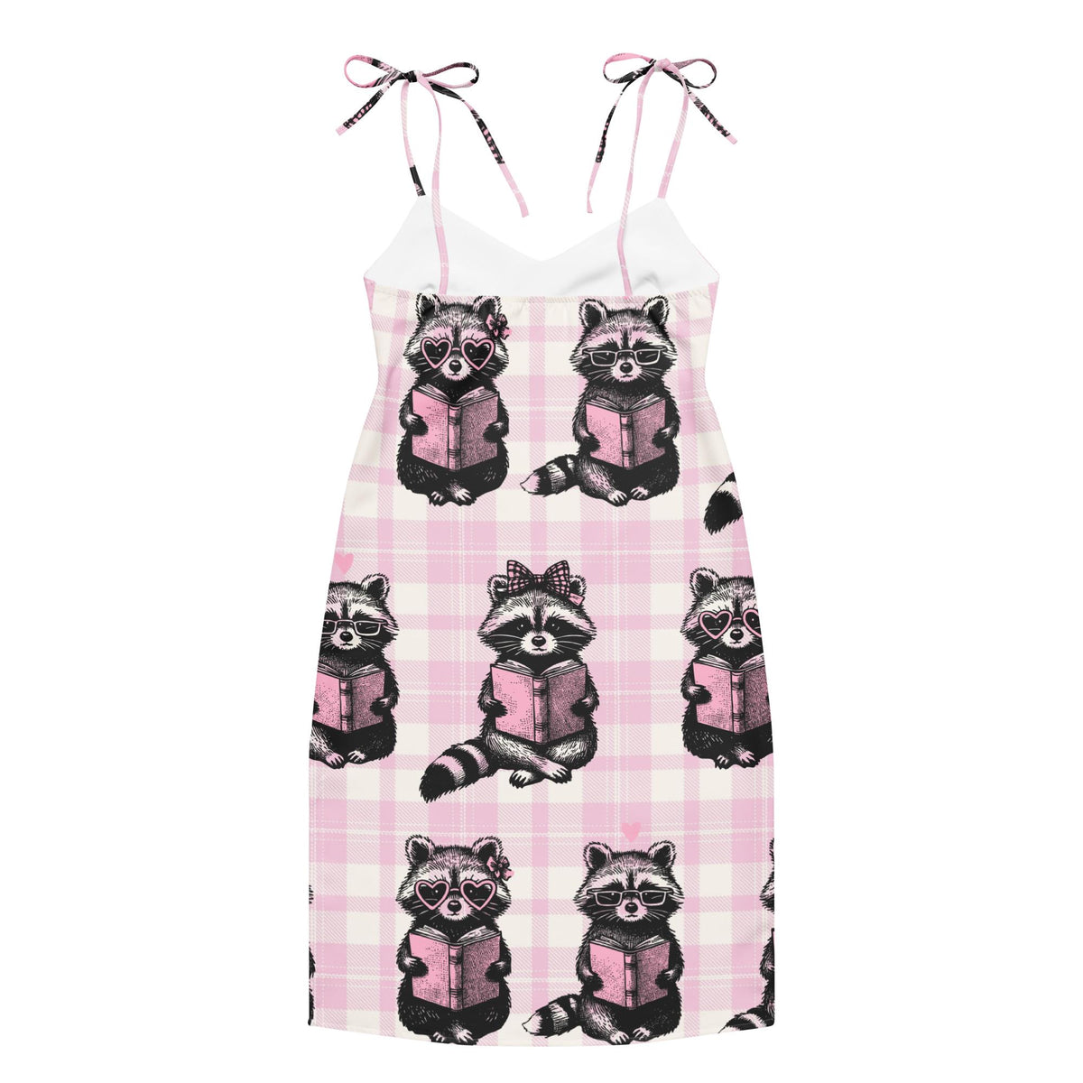 Reading Raccoons Tie-strap Midi Sleep Dress