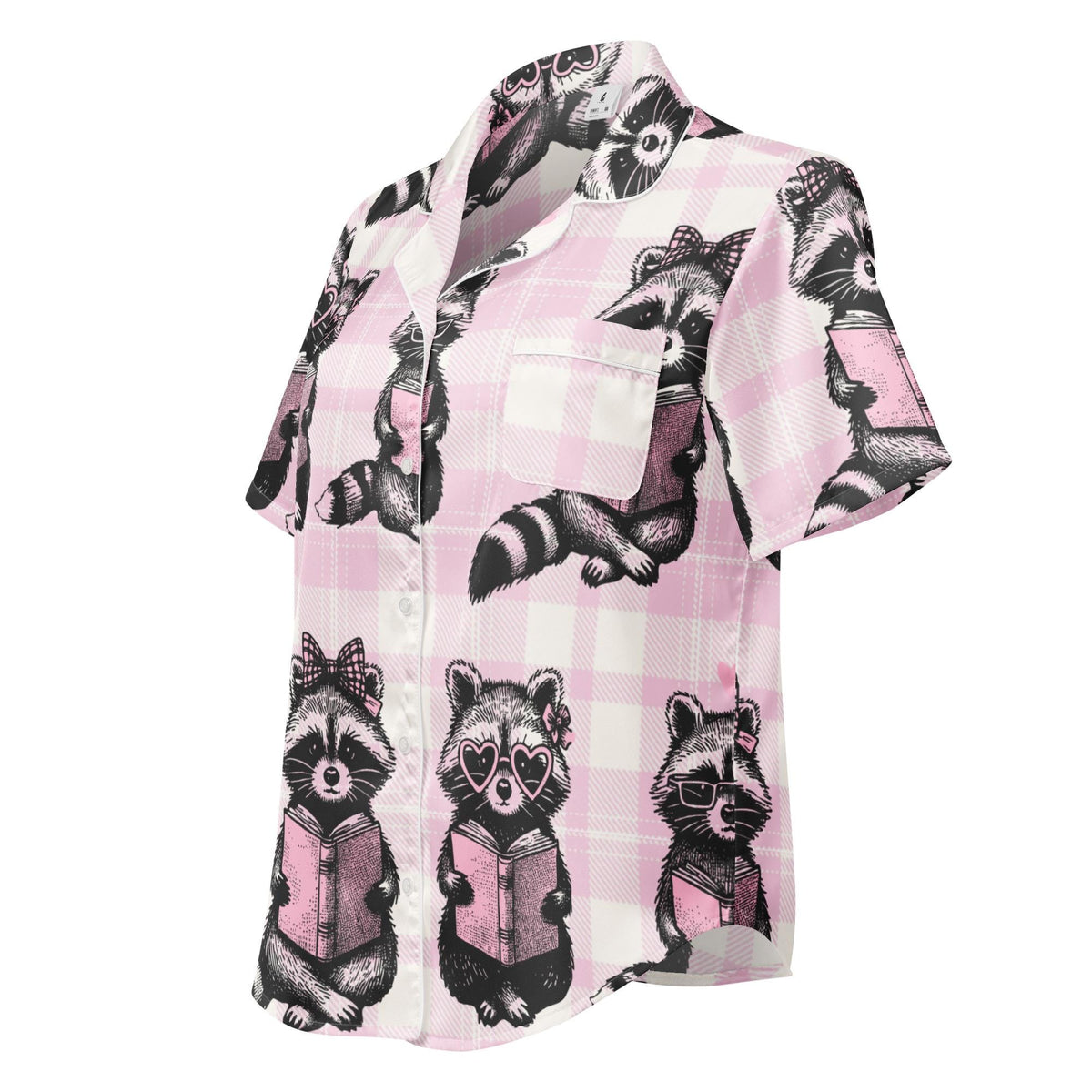 Reading Raccoons Women’s Satin Short Sleeve Pyjama Top