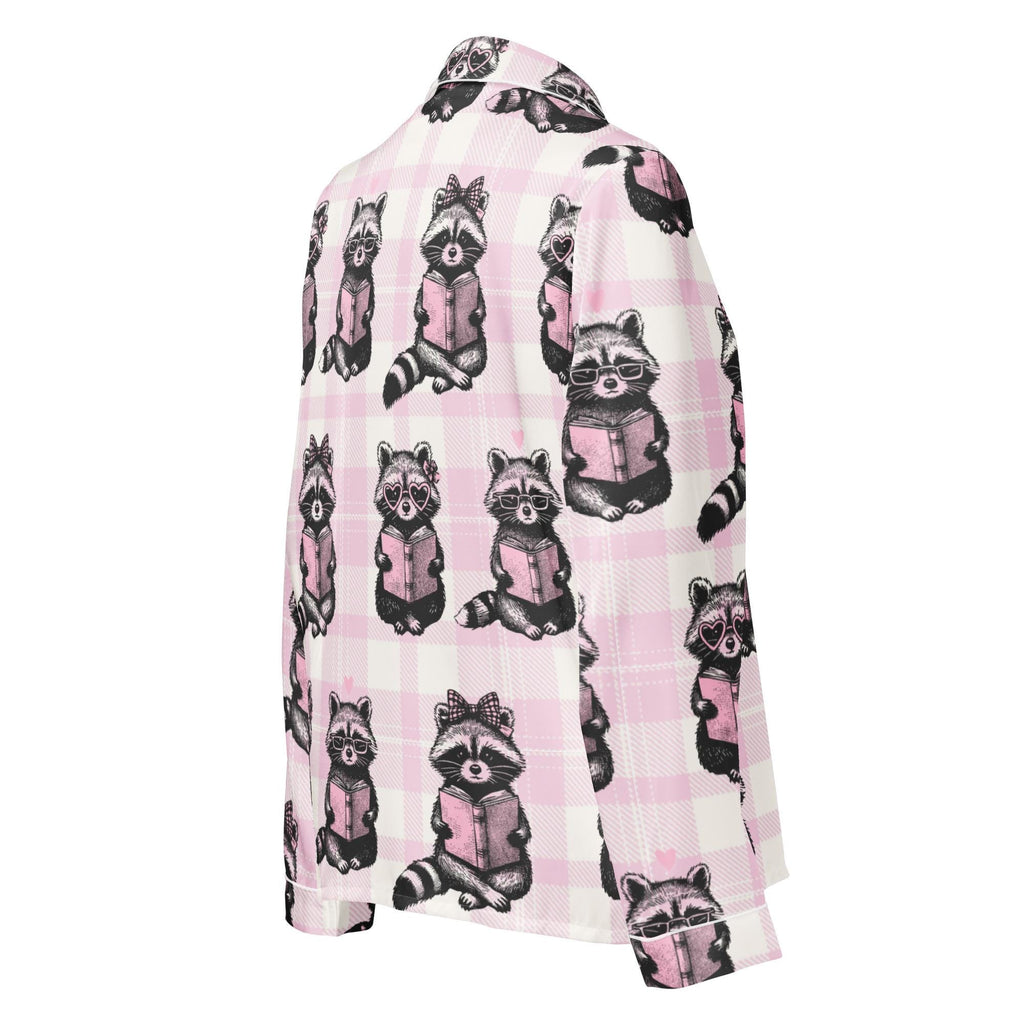 Reading Raccoons | Women’s Satin Long Sleeve Pyjama Top