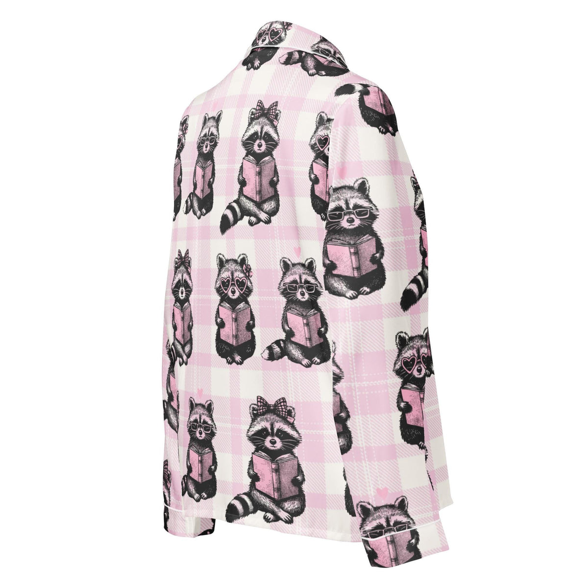 Reading Raccoons | Women’s Satin Long Sleeve Pyjama Top
