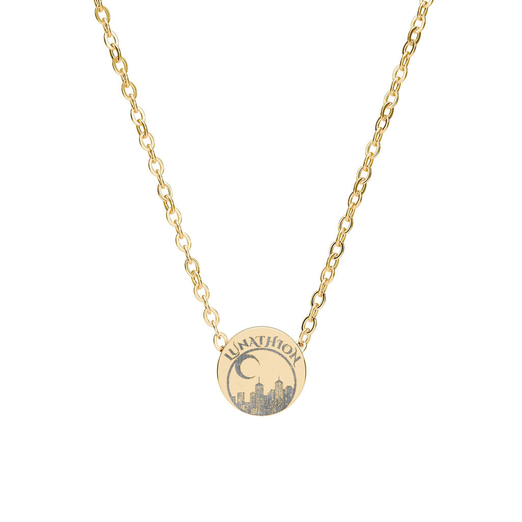 Engraved Lunathion Emblem Mini Circle Necklace Crescent City
