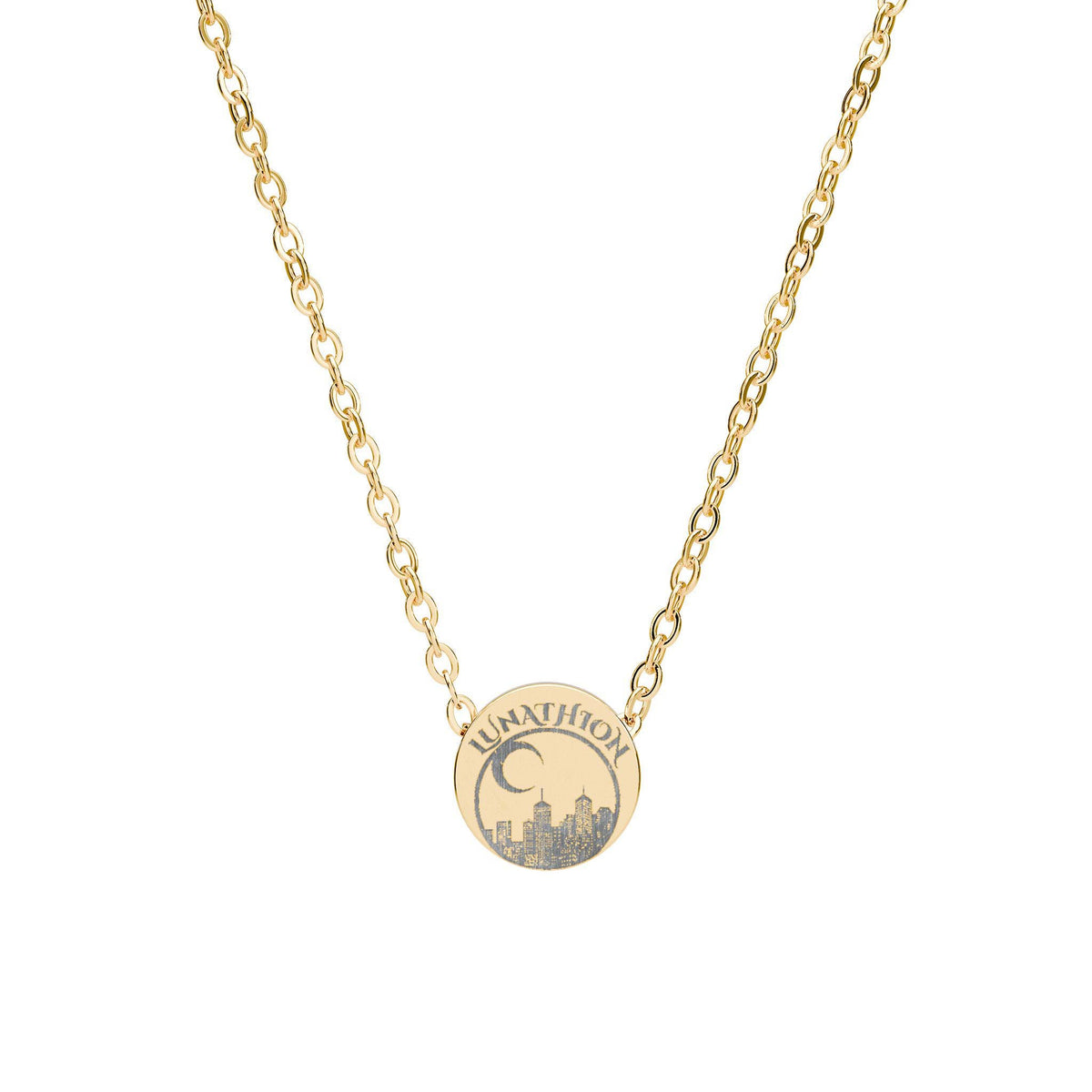 Engraved Lunathion Emblem Mini Circle Necklace Crescent City