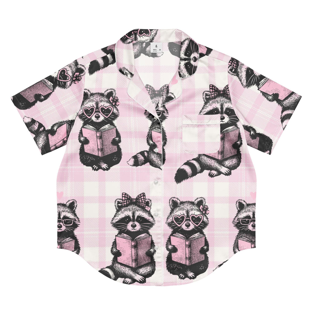 Reading Raccoons Women’s Satin Short Sleeve Pyjama Top