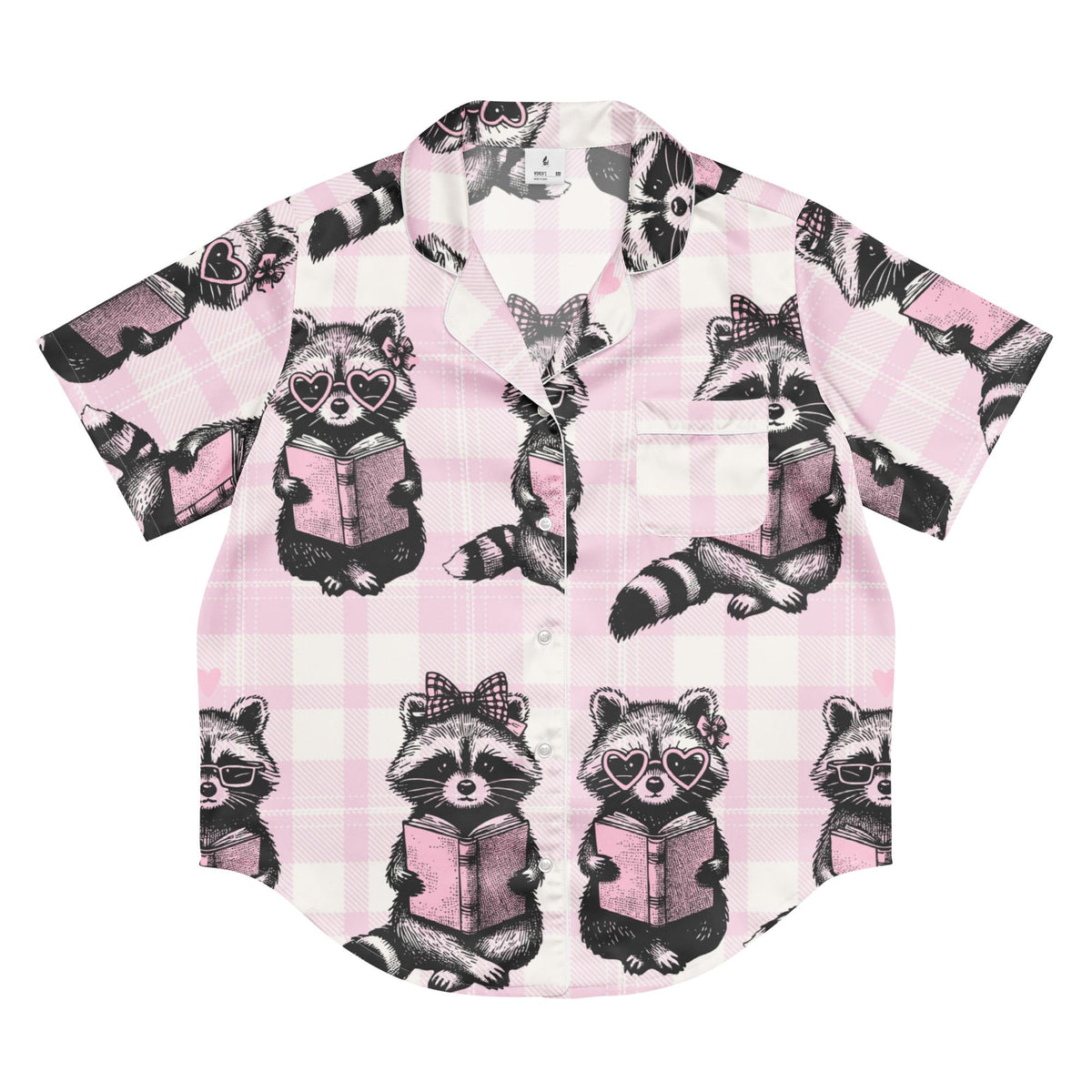 Reading Raccoons Women’s Satin Short Sleeve Pyjama Top