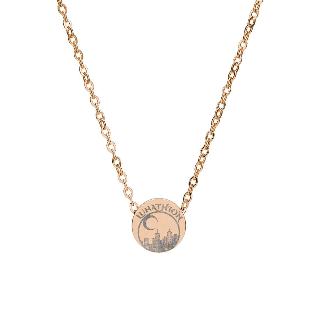 Engraved Lunathion Emblem Mini Circle Necklace Crescent City