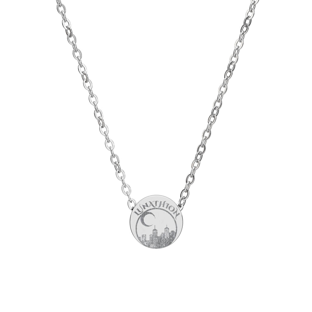 Engraved Lunathion Emblem Mini Circle Necklace Crescent City