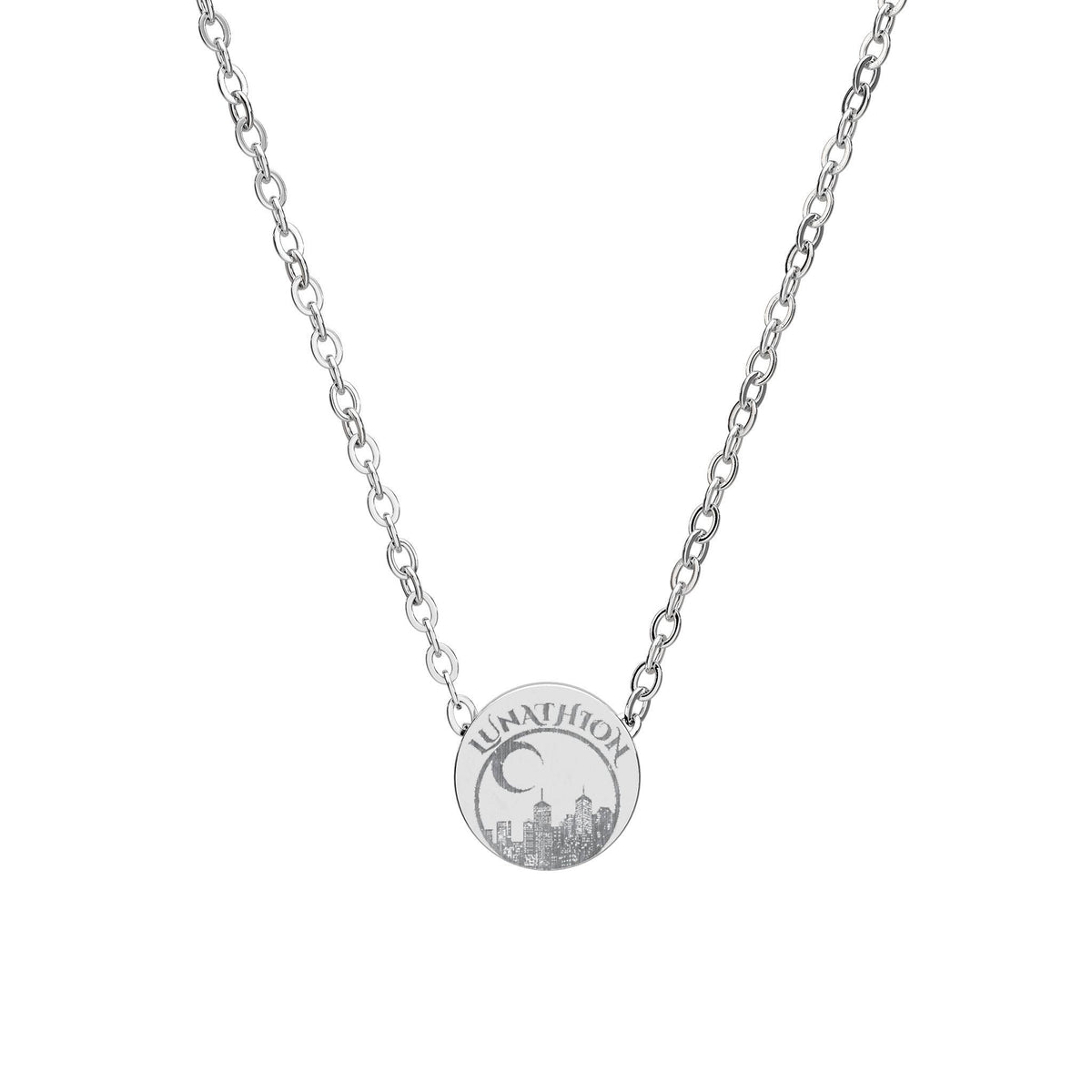 Engraved Lunathion Emblem Mini Circle Necklace Crescent City
