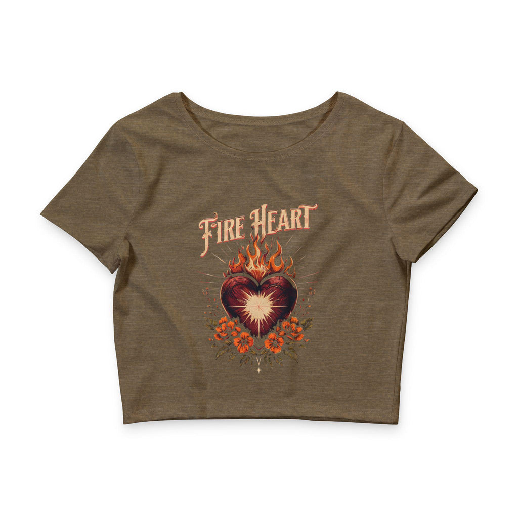 Fireheart Crop Tee | Fantasy Reader Shirt | Vintage Floral Flame Design