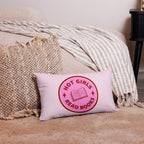 Hot Girls Read Books Pillow, Pink Graphic Cushion