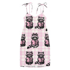 Reading Raccoons Tie-strap Midi Sleep Dress