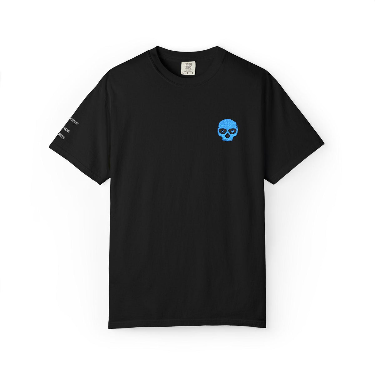 Lights Out Embroidered Tee *White Stitch | Dark Romance Skull T-Shirt