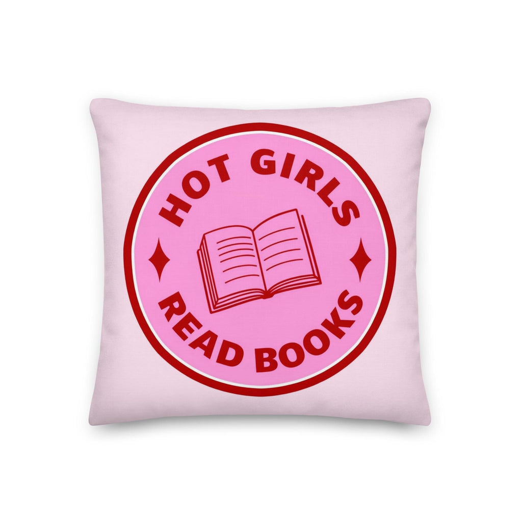Hot Girls Read Books Pillow, Pink Graphic Cushion