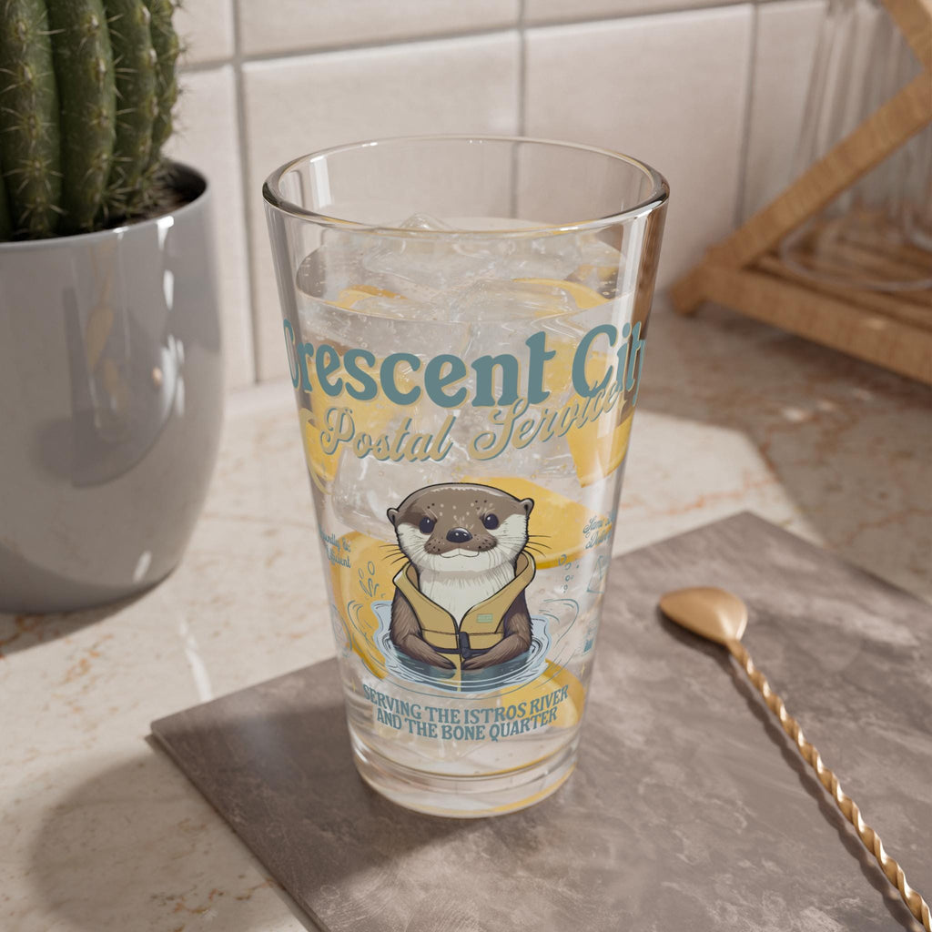 Crescent City Otter Mail Drinking Glass | 16oz Bookish Illustrated Tumbler