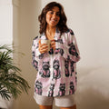 Reading Raccoons | Women’s Satin Long Sleeve Pyjama Top