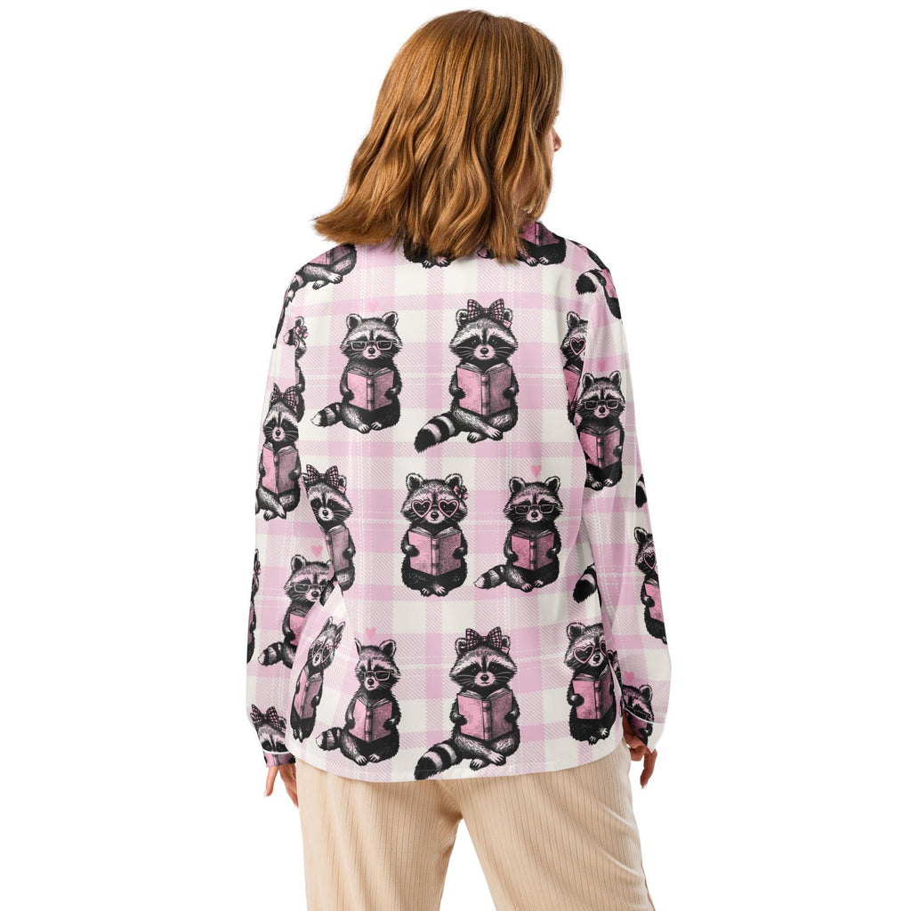 Reading Raccoons | Women’s Satin Long Sleeve Pyjama Top