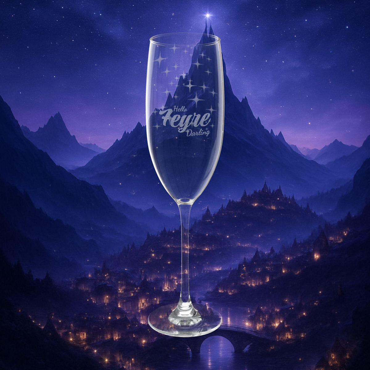 Personalised ACOTAR Engraved Champagne Flute, Elegant Drinkware