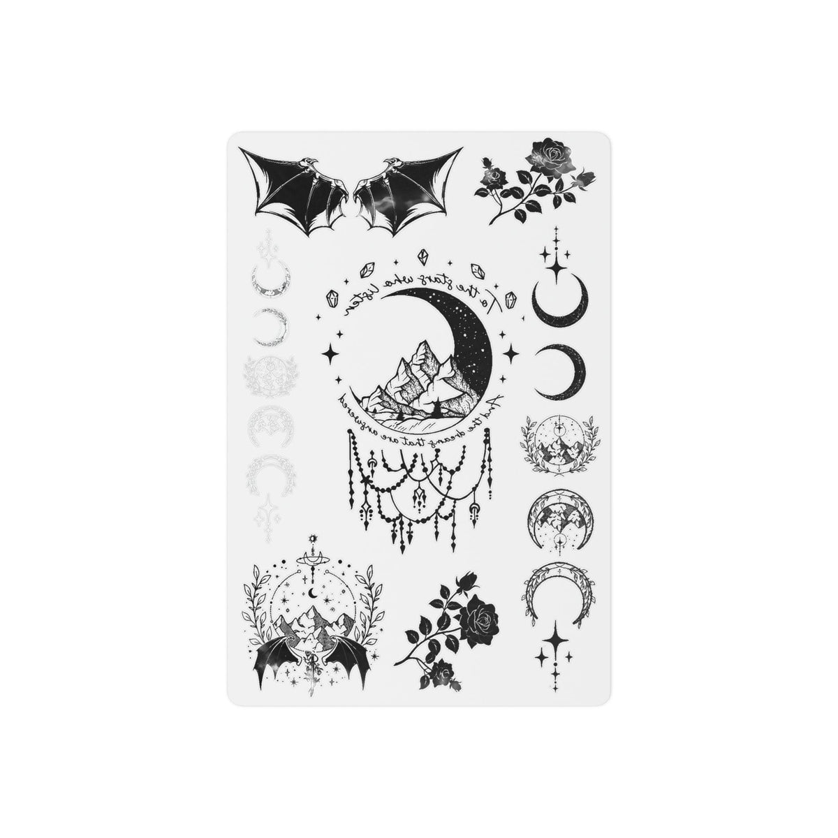 Night Court Temporary Tattoo Sheet | Fantasy Fake Tattoo | Bat Boys Celestial Tattoo | Gothic Body Art