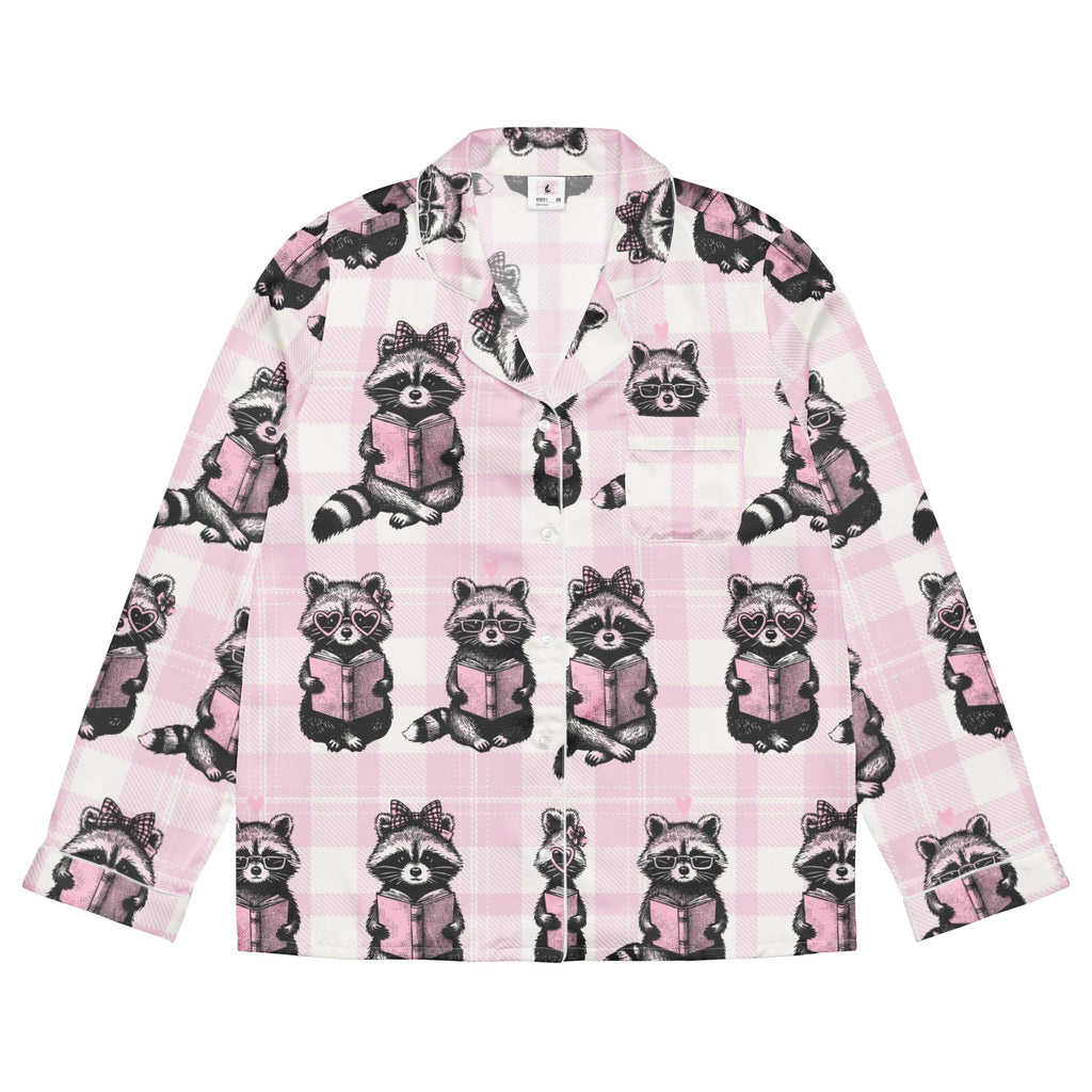 Reading Raccoons | Women’s Satin Long Sleeve Pyjama Top