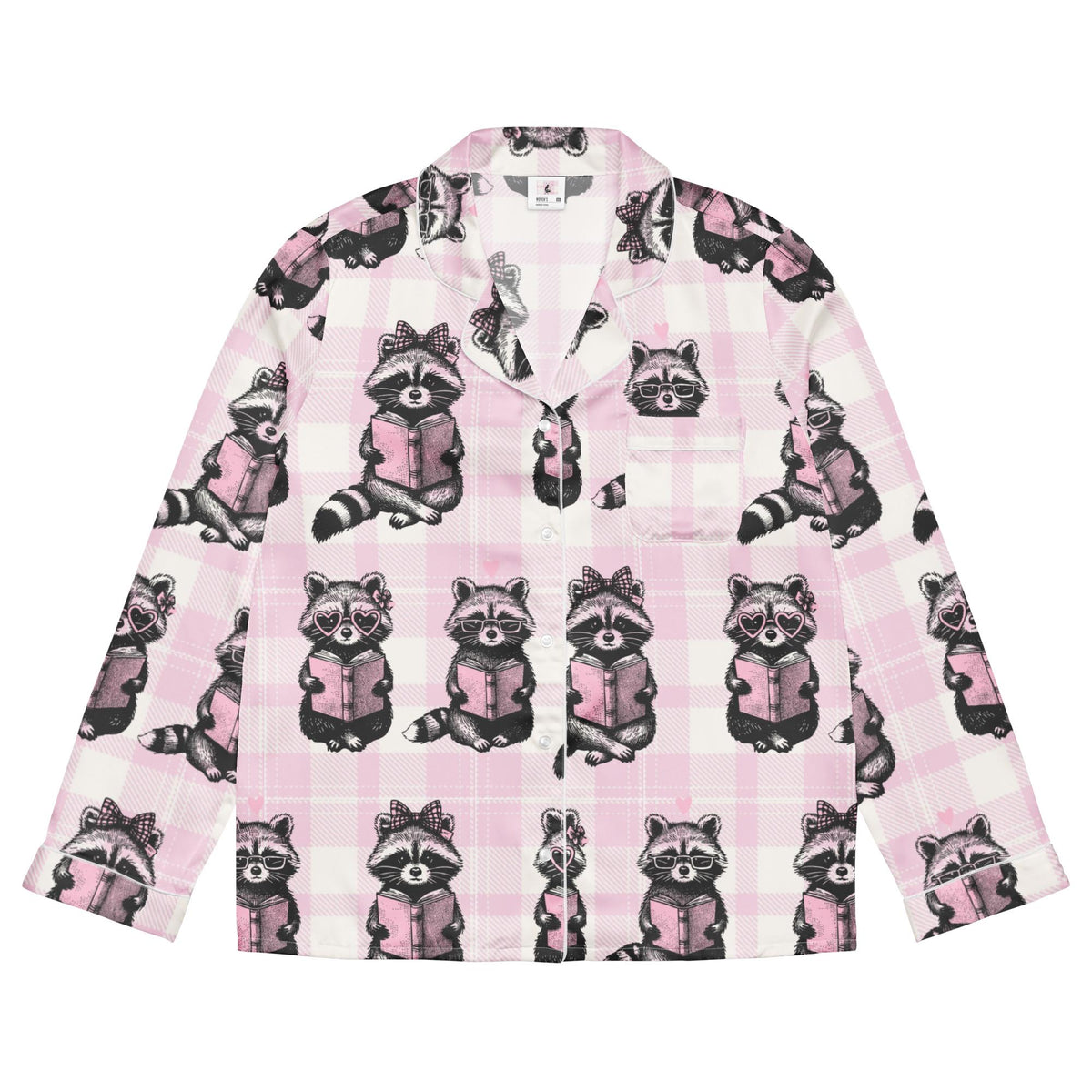 Reading Raccoons | Women’s Satin Long Sleeve Pyjama Top