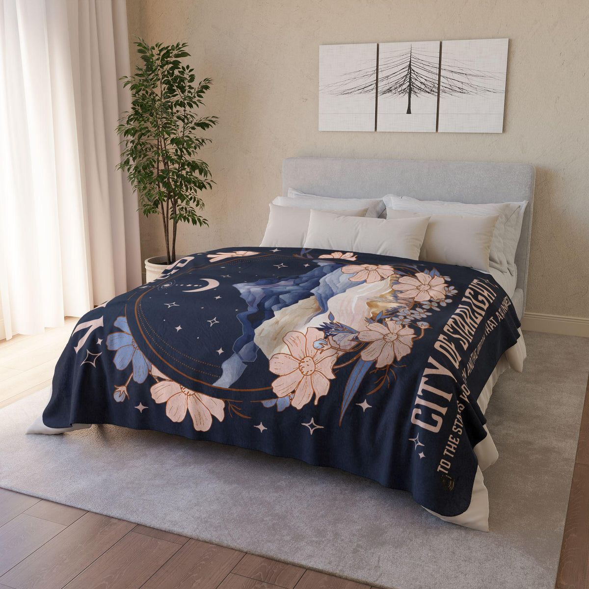 Velaris Midnight Sherpa Blanket | Cosy ACOTAR Throw