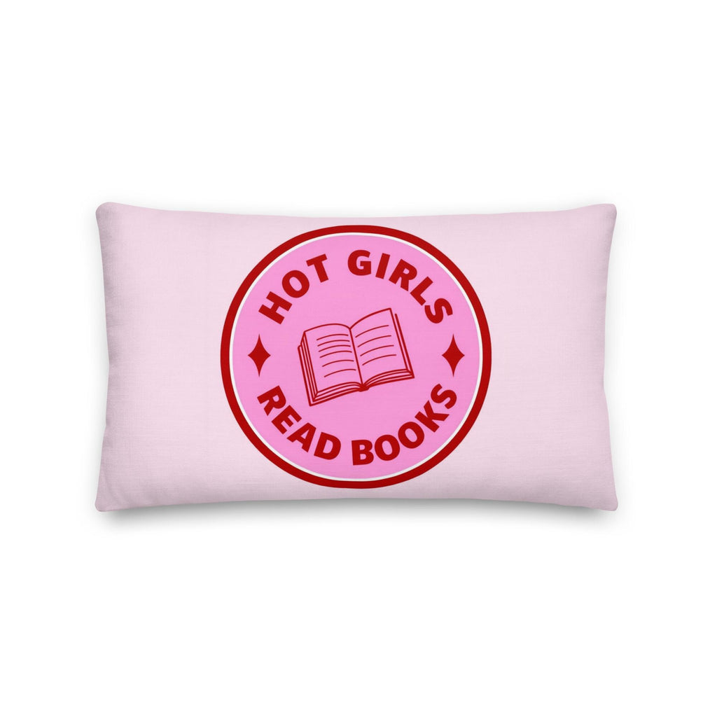 Hot Girls Read Books Pillow, Pink Graphic Cushion