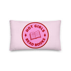Hot Girls Read Books Pillow, Pink Graphic Cushion