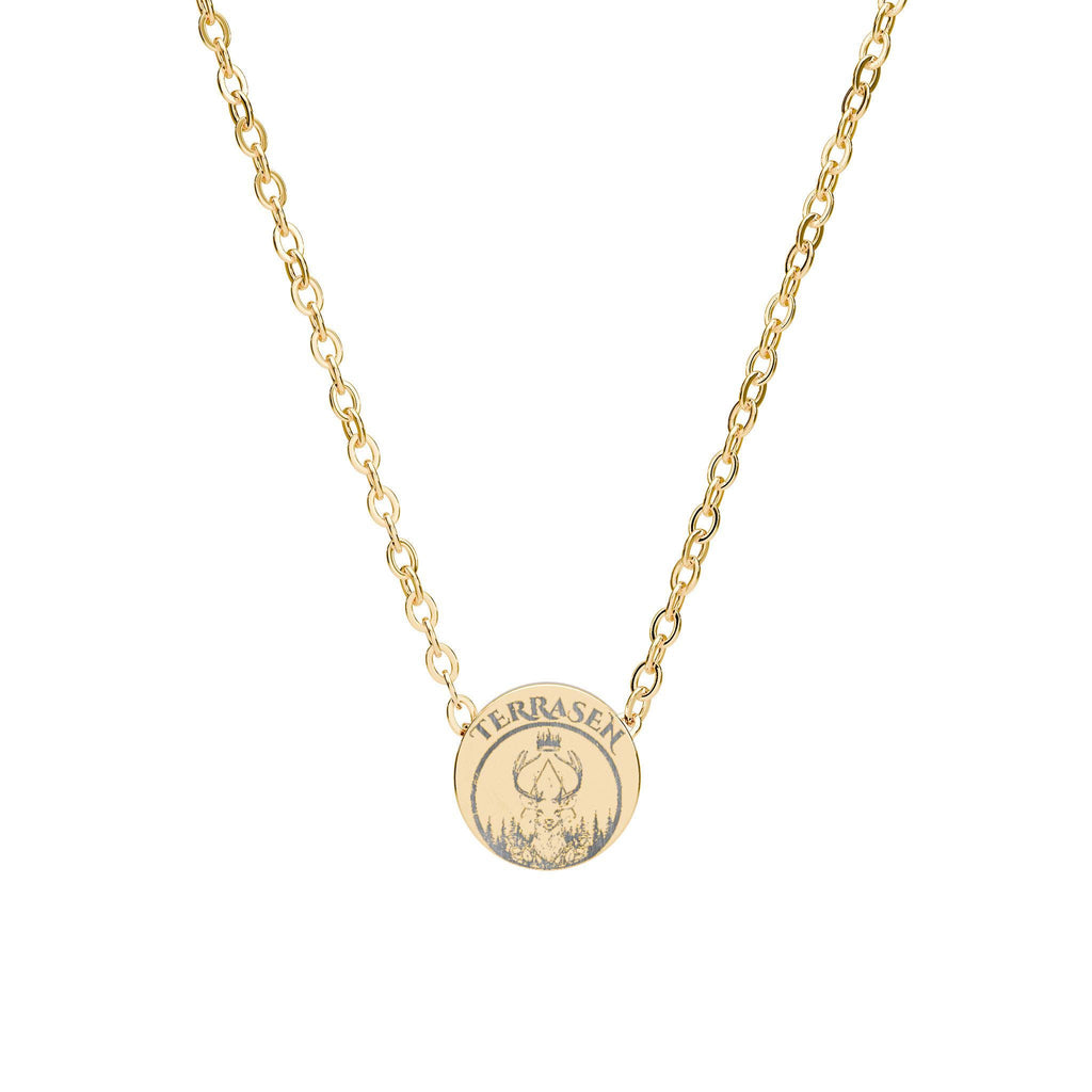 Engraved Terrasen Emblem Mini Circle Necklace Throne Of Glass Inspired