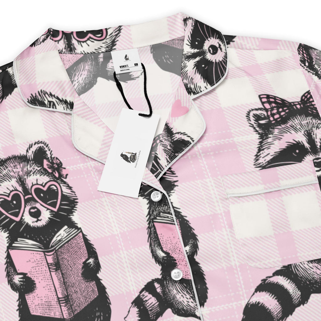 Reading Raccoons Women’s Satin Short Sleeve Pyjama Top