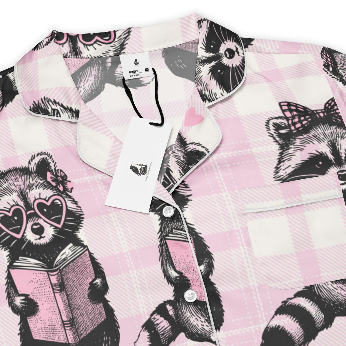 Reading Raccoons Women’s Satin Short Sleeve Pyjama Top