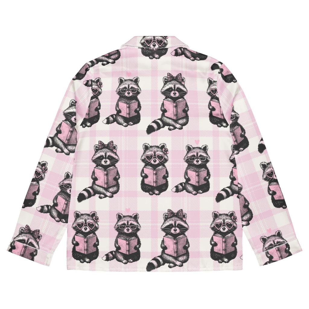 Reading Raccoons | Women’s Satin Long Sleeve Pyjama Top