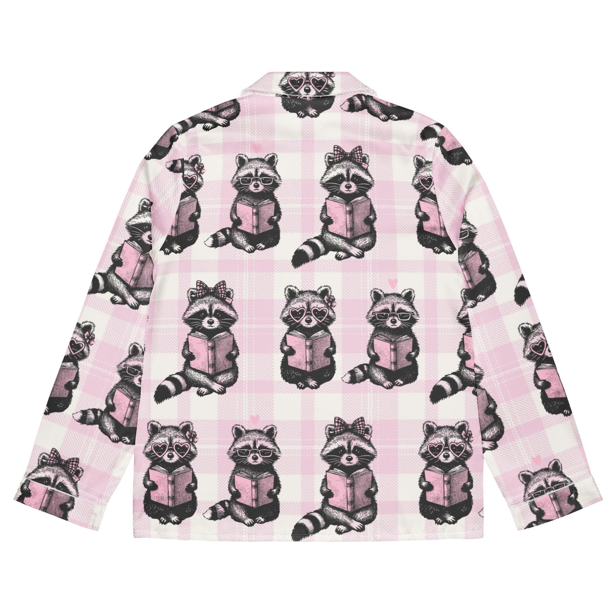 Reading Raccoons | Women’s Satin Long Sleeve Pyjama Top