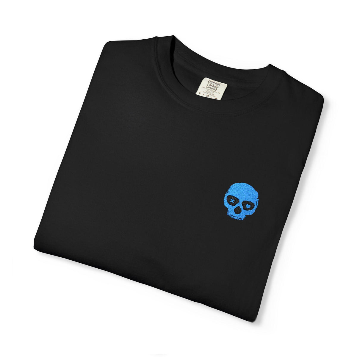 Lights Out Embroidered Tee *White Stitch | Dark Romance Skull T-Shirt