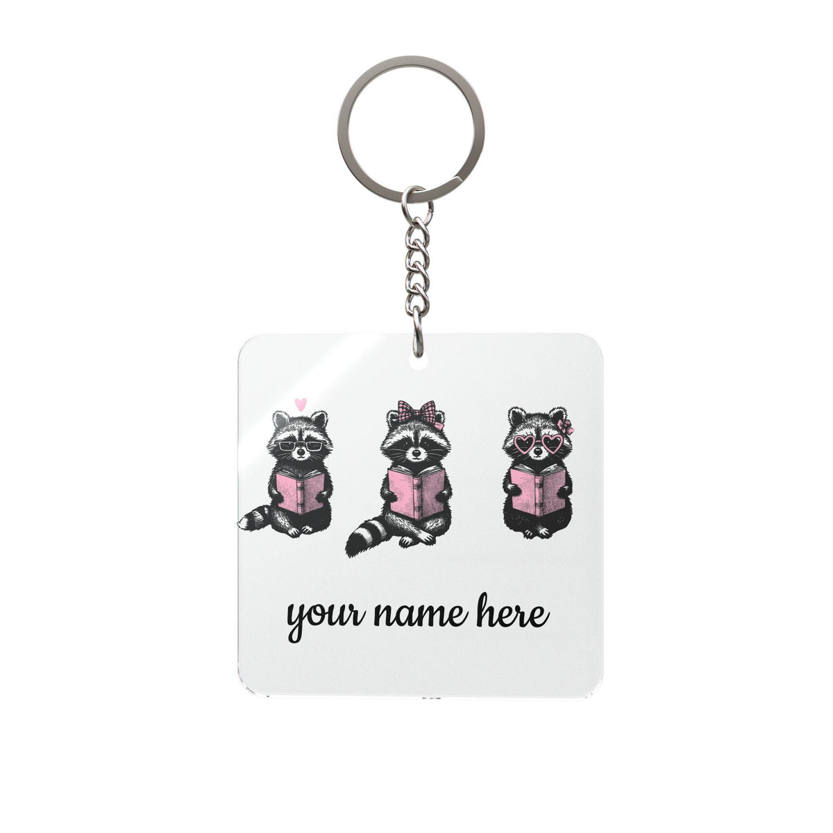 Reading Raccoons Acrylic Keychain | Bookish Reader Accessory