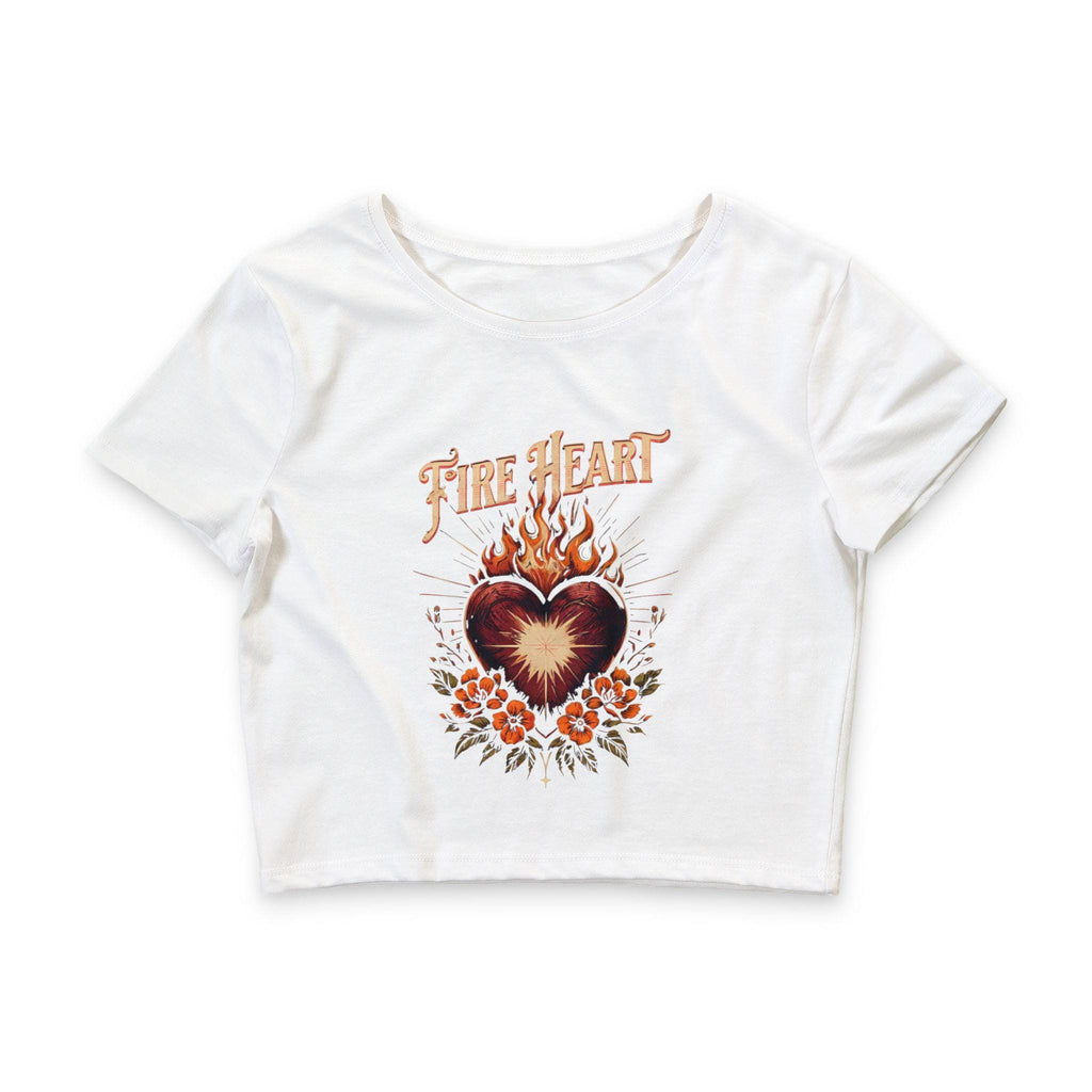 Fireheart Crop Tee | Fantasy Reader Shirt | Vintage Floral Flame Design