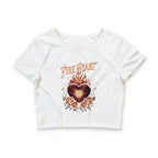 Fireheart Crop Tee | Fantasy Reader Shirt | Vintage Floral Flame Design
