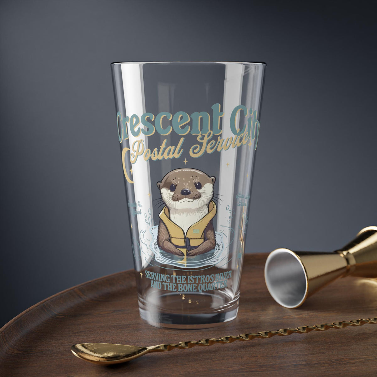 Crescent City Otter Mail Drinking Glass | 16oz Bookish Illustrated Tumbler