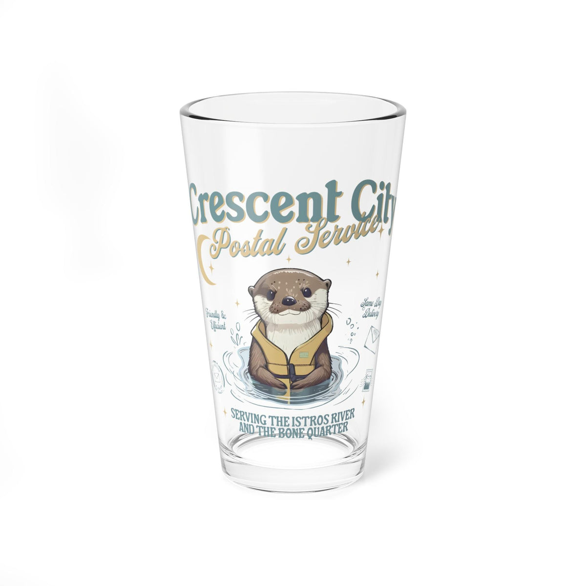 Crescent City Otter Mail Drinking Glass | 16oz Bookish Illustrated Tumbler