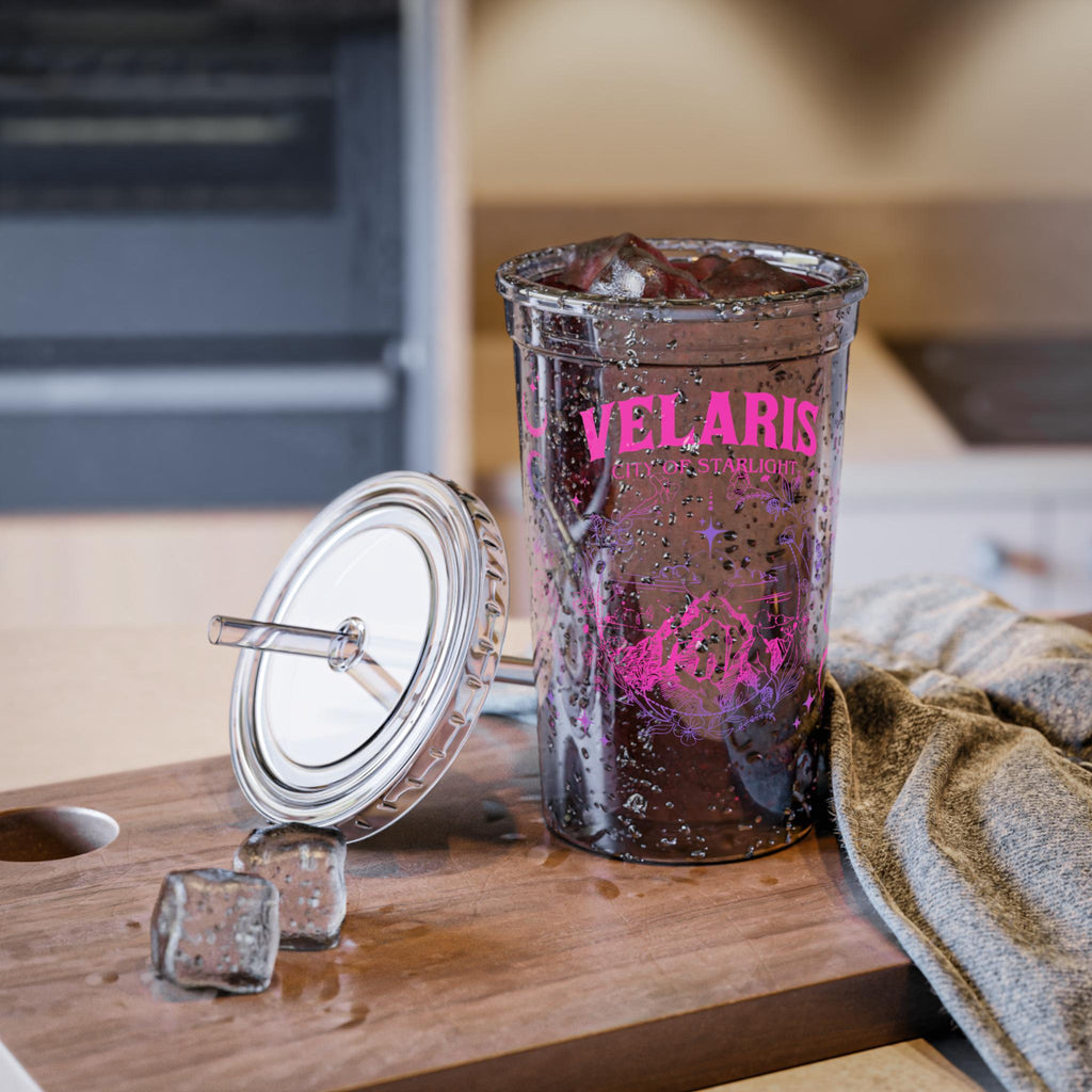 Velaris ACOTAR Double Walled Travel Cup With Straw, Everyday Use