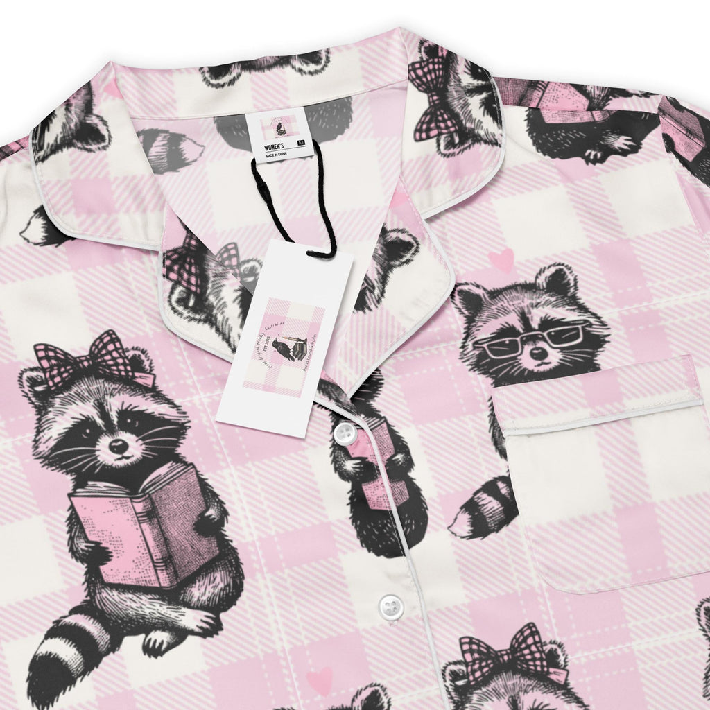 Reading Raccoons | Women’s Satin Long Sleeve Pyjama Top