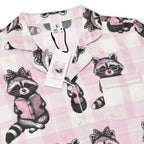 Reading Raccoons | Women’s Satin Long Sleeve Pyjama Top