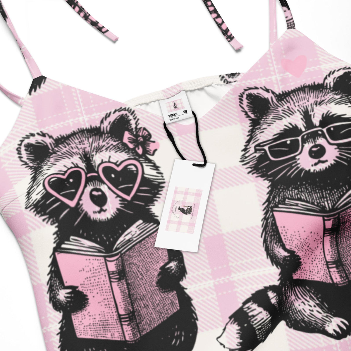 Reading Raccoons Tie-strap Midi Sleep Dress